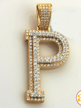 10KY +W 2.90CTW TWO TONE DIAMOND INITIAL PENDANT