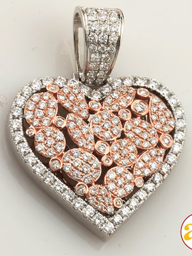 14KW+R 2.50CTW DIAMOND HEART PENDANT - ASSORTED