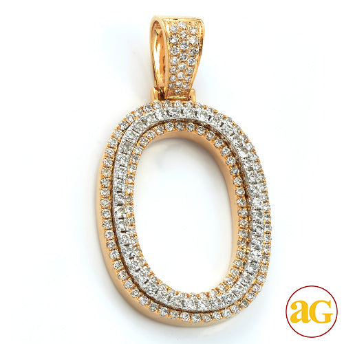 10KY+W 1.65CTW DIAMOND TWO TONE INITIAL PENDANT