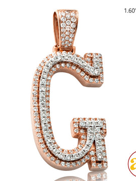 10KR+W 1.40CTW DIAMOND TWO TONE INITIAL PENDANT