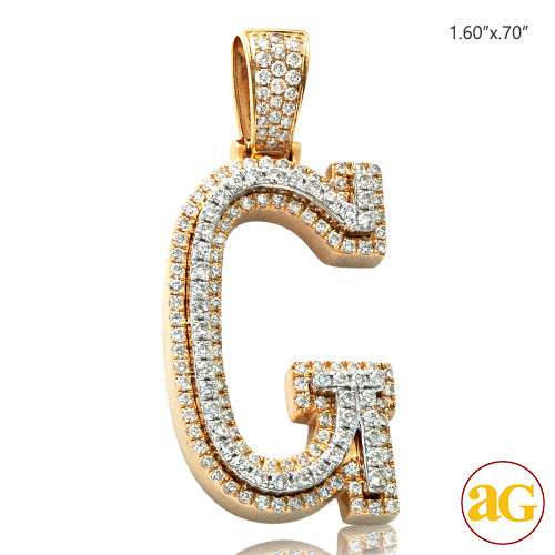 10KY+W 1.40CTW DIAMOND TWO TONE INITIAL PENDANT