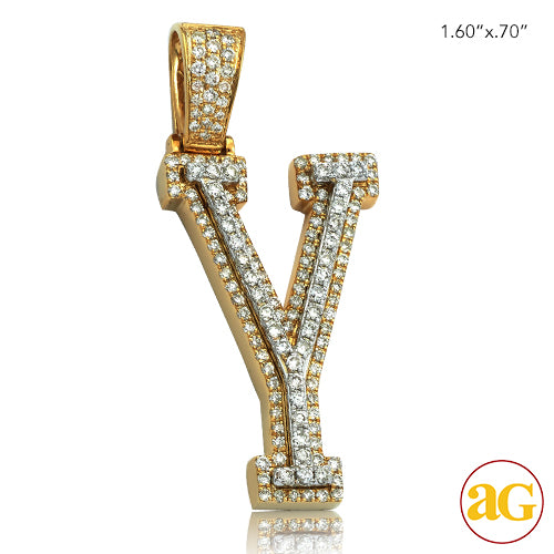 10KY+W 1.10CTW DIAMOND TWO TONE INITIAL PENDANT