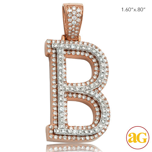 10KR+W 1.80CTW DIAMOND TWO TONE INITIAL PENDANT