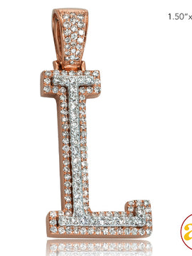 10KR+W 1.20CTW DIAMOND TWO TONE INITIAL PENDANT