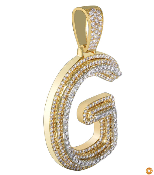 10KY+W 4.80CTW DIAMOND BUBBLE INITIAL 3-D PENDANT