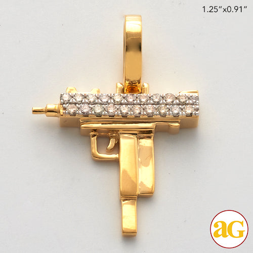 10KY 0.45CTW DIAMOND UZI GUN PENDANT