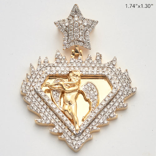 10KY 2.20CTW DIAMOND ANGEL WITH FLUTE PENDANT