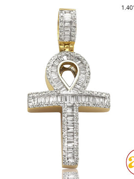 14KY 0.75 CTW BAGUETTE DIAMOND "ANKH" CROSS