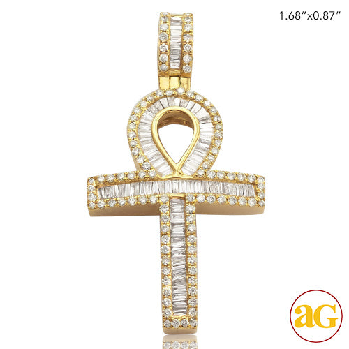 14KY 1.40 CTW BAGUETTE DIAMOND &quot;ANKH&quot; CROSS