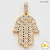 14KY 2.10CTW DIAMOND ROUND CLUSTER HAMZA PENDANT