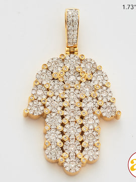 14KY 2.10CTW DIAMOND ROUND CLUSTER HAMZA PENDANT