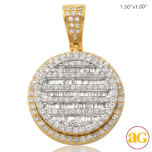 10KY 3.05CTW BAGUETTE DIAMOND ROUND 3-D PENDANT