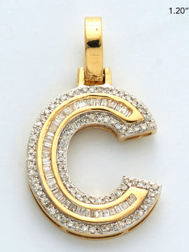 10KY 0.45CTW BAGUETTE DIAMOND INITIAL PENDANT