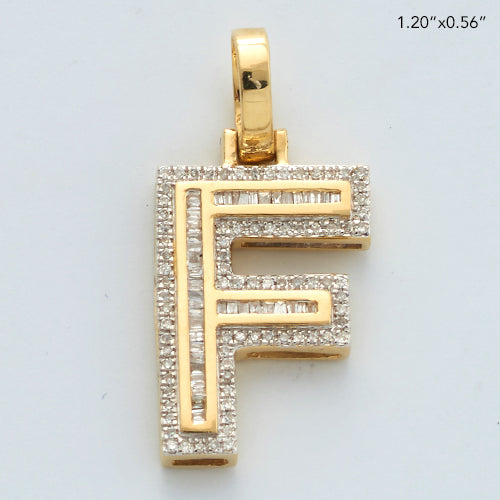 10KY 0.35CTW BAGUETTE DIAMOND INITIAL PENDANT