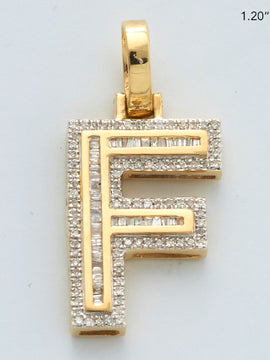 10KY 0.35CTW BAGUETTE DIAMOND INITIAL PENDANT