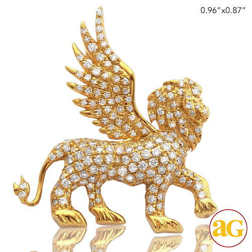 14KY 0.65CTW DIAMOND WINGED LION PENDANT