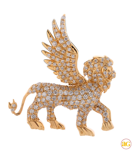 10KY 2.50CTW DIAMOND WINGED LION PENDANT