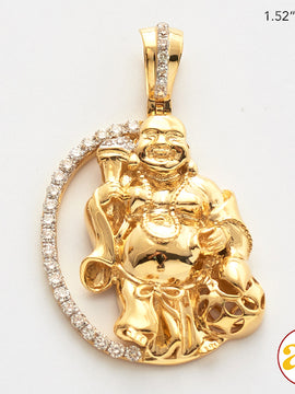 10KY 0.50CTW DIAMOND FAT STANDING BUDDHA PENDANT