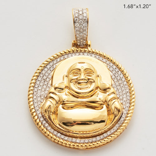 10KY 0.80CTW DIAMOND FAT SIDDING BUDDHA MEDALLION