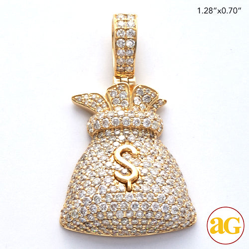 14KY 2.00CTW DIAMOND MONEY BAG WITH GOLD $ SIGN