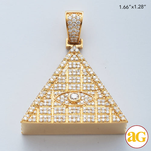 10KY 3.60CTW DIAMOND 3-D PYRAMID PENDANT