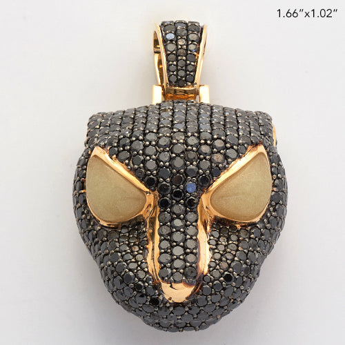 10KY 9.50CTW BLACK DIAMOND PANTHER HEAD PENDANT