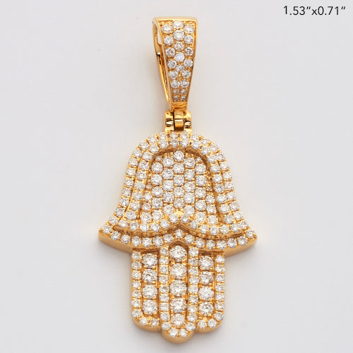 14KY 1.45CTW DIAMOND 3D HAMZA PENDANT