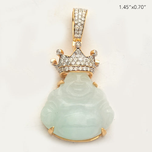 10KY 0.35CTW DIAMOND JADE KING BUDDHA PENDANT