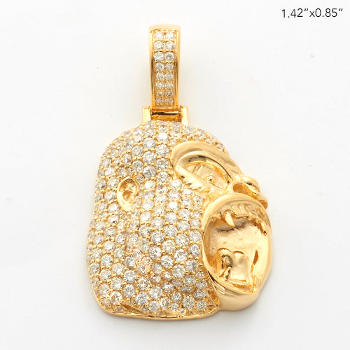 10KY 2.15CTW DIAMOND ANGRY GORILLA FACE PENDANT