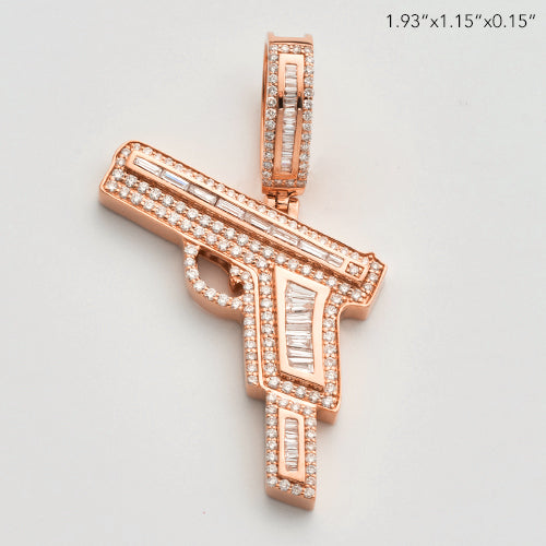 10KR 1.75CTW BAGUETTE DIAMOND GUN PENDANT