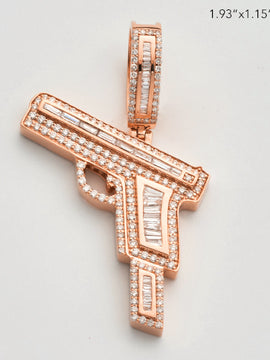 10KR 1.75CTW BAGUETTE DIAMOND GUN PENDANT