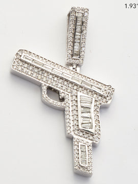 14KW 1.75CTW BAGUETTE DIAMOND GUN PENDANT