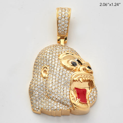 10KY 4.85CTW DIAMOND ANGRY GORILLA FACE PENDANT