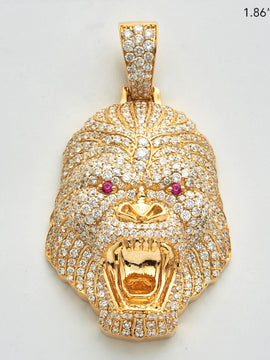 10KR 3.50CTW DIAMOND GORILLA FACE PENDANT