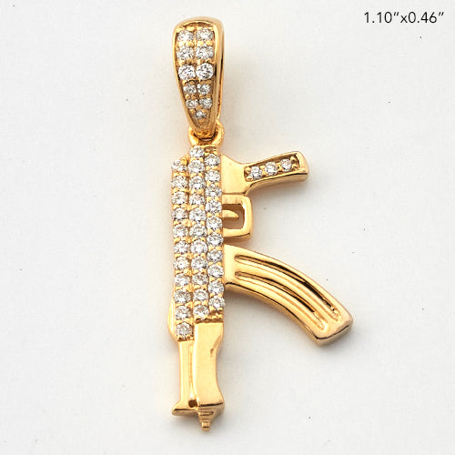 10KY 0.25CTW DIAMOND AK-47 GUN PENDANT