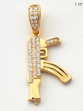 10KY 0.25CTW DIAMOND AK-47 GUN PENDANT