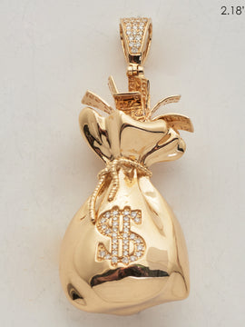 14KY 0.35CTW DIAMOND MONEY BAG PENDANT