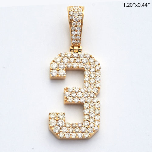 10KY 0.85CTW DIAMOND 3-ROW FLAT NUMBER PENDANT