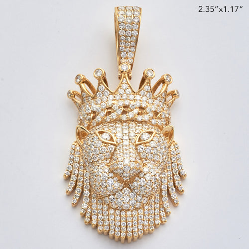 10KY 6.50CTW DIAMOND LION HEAD WITH CROWN