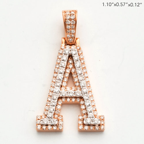 10KR 0.85CTW DIAMOND 3D TWO TONE LETTER PENDANT