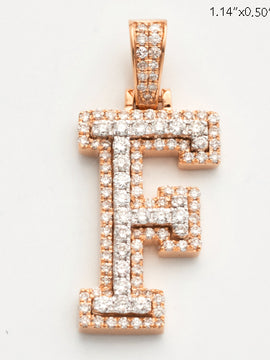 10KR 0.75CTW DIAMOND 3D TWO TONE LETTER PENDANT