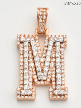 10KR 1.20CTW DIAMOND 3D TWO TONE LETTER PENDANT