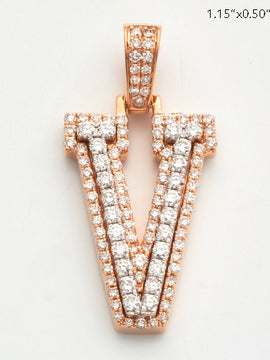 10KR 0.80CTW DIAMOND 3D TWO TONE LETTER PENDANT