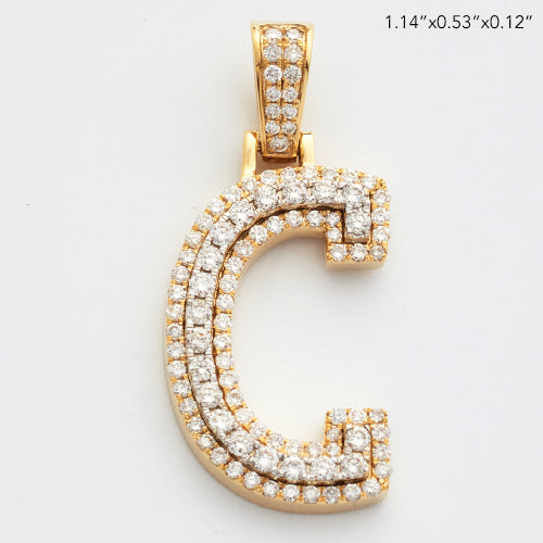 10KY 0.70CTW DIAMOND 3D TWO TONE LETTER PENDANT