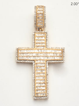 14KY 1.50CT BAGUETTE DIAMOND CROSS PENDANT