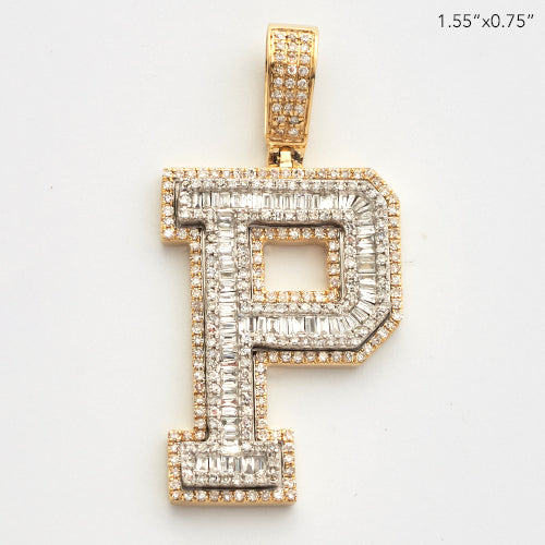 10KY 1.05CT BAGUETTE DIAMOND INITIAL PENDANT