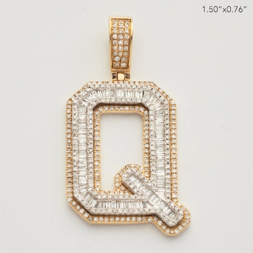 10KY 1.35CT BAGUETTE DIAMOND LETTER INITIAL CHARM