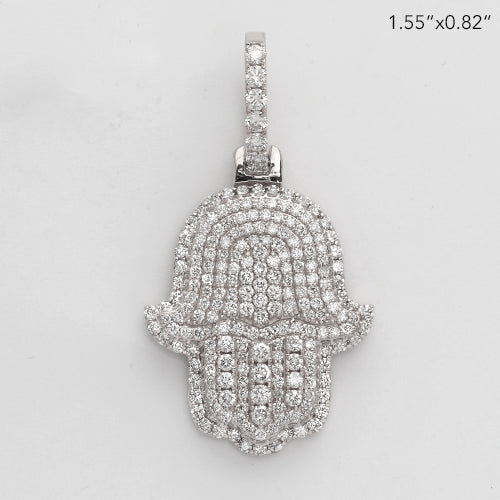 14KW 2.50CTW DIAMOND 3D HAMZA PENDANT