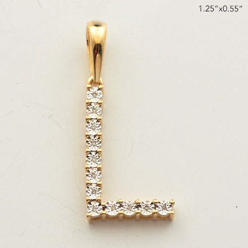 10KY 0.02CTW ILLUSION SET DIAMOND INITIAL PENDANT