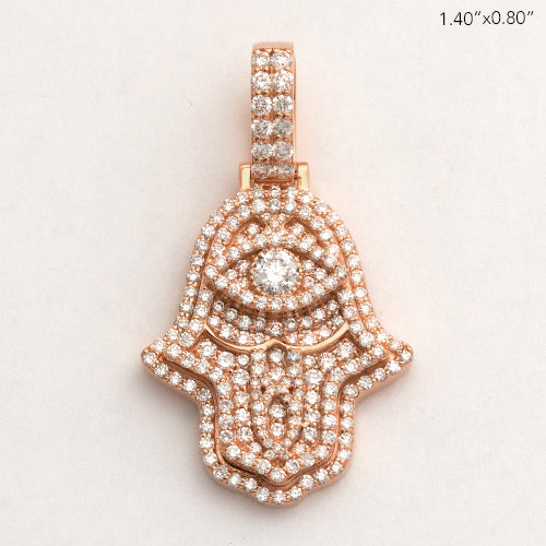 14KR 1.60CTW DIAMOND 3D HAMZA PENDANT